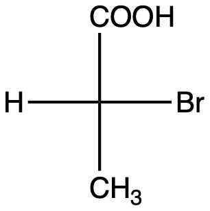 Fischer projection of a molecule for determining R or S configuration in organic chemistry.