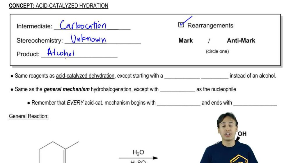 General properties of acid-catalyzed hydration.