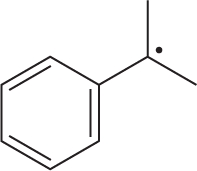 Chemical structure diagram showing a benzene ring with a reactive intermediate and arrows indicating resonance structures.