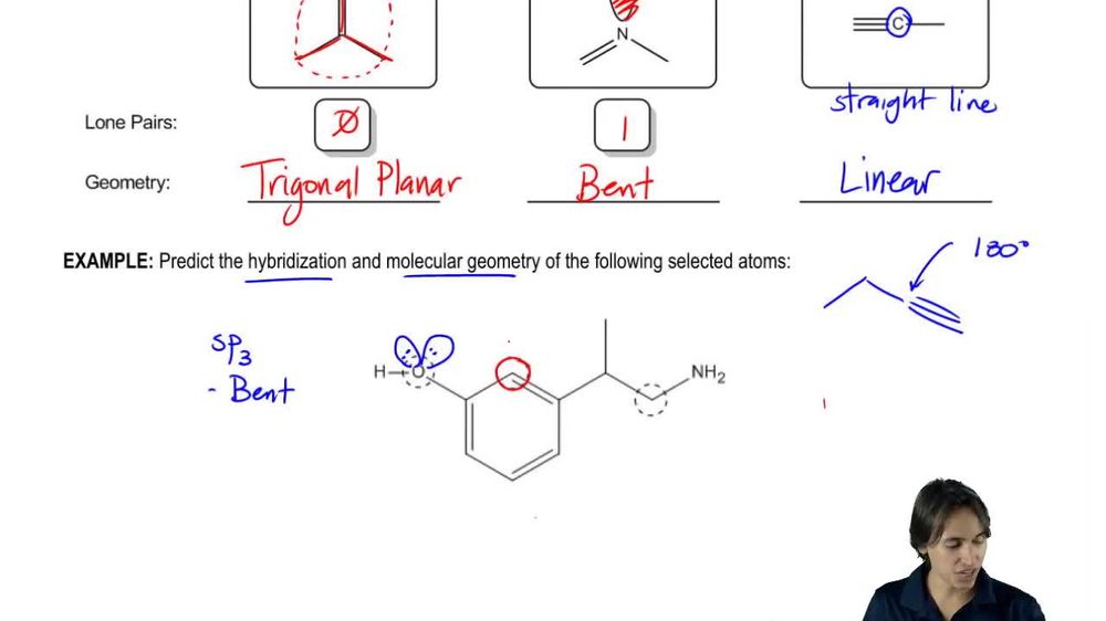 Predict the hybridization and molecular geometry