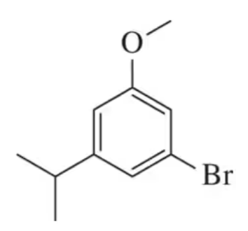 Chemical structure of 1-bromo-2-methoxy-4-methylbenzene, showing a benzene ring with Br, OCH3, and CH3 groups.