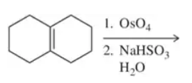 Chemical reaction diagram showing the dihydroxylation of a bicyclic compound with OsO4 and NaHSO3 in water.