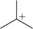 Skeletal structure of a carbocation with a positive charge on a carbon atom, indicating its classification.