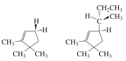 Two chemical structures illustrating [1,3] sigmatropic rearrangements with labeled substituents and bonds.