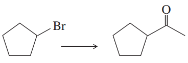 Conversion of a cyclic compound with a bromine atom to a carbonyl compound using an organolithium reagent.