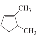 Chemical structure of a cycloalkene with two methyl groups attached, illustrating systematic naming of compounds.