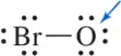 Lewis structure showing bromine bonded to oxygen, with an arrow indicating the atom for formal charge calculation.