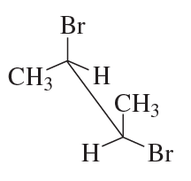 Structural formula of a chiral compound showing asymmetric centers with bromine and hydrogen substituents.