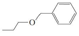 Chemical structure of an ether with a phenyl group and an alkyl chain, illustrating ether cleavage reaction.