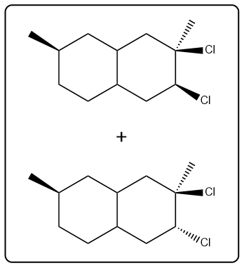 Chemical reaction diagram depicting products from Cl2 interaction.