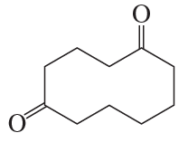 Chemical structure of an ozonolysis product, showing a carbon skeleton with two oxygen atoms attached.