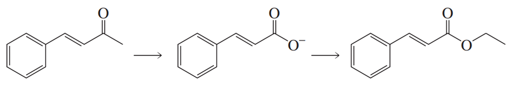 Synthesis pathway showing the conversion of a carboxylic acid to an acid chloride with reaction arrows.