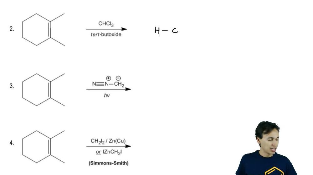 Reaction with chloroform (CHCl3) and tert-butoxide.