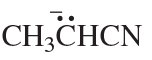 Chemical structure of a molecule with a negative charge, featuring carbon and nitrogen atoms.