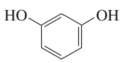 Chemical structure of a benzene ring with hydroxyl groups (OH) attached, indicating a compound for synthesis discussion.
