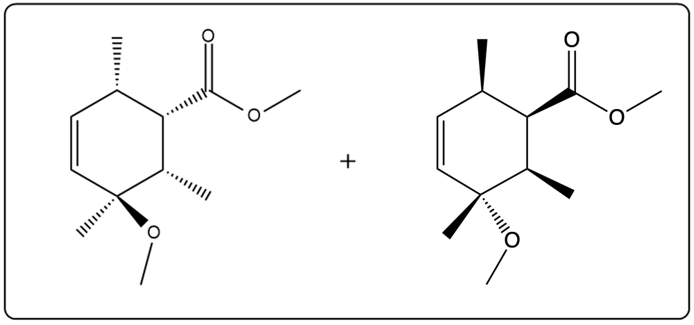 Diels-Alder reaction with two reactants, showing structural details and bonds.