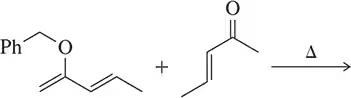 Diels-Alder reaction between a phenyl-substituted diene and a dienophile with a ketone group, under heat.