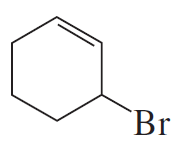 Bromocyclohexane structure with a double bond indicated, illustrating an alkyl halide for E2 reaction analysis.