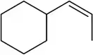 Chemical structure of an alkene with a hexagonal ring and a double bond, labeled for E or Z identification.