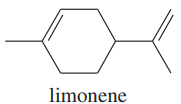 Chemical structure of limonene, a compound contributing to the tangy odor of lemons.