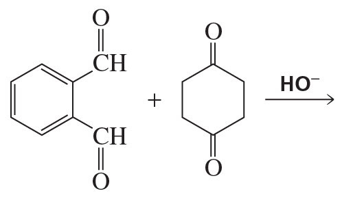 Chemical structures illustrating the aldol condensation reaction between two organic compounds.