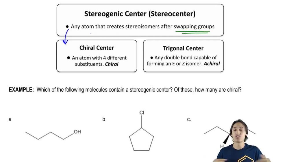 The difference between chiral and trigonal centers.