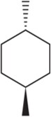 Diagram of a hexagonal molecule with a conical structure below and a dashed line indicating a plane of symmetry above.