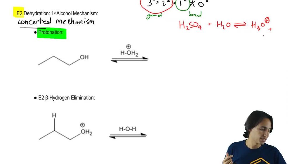 Dehydration of 1° alcohols:The E2 Mechanism