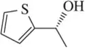Chemical structure of a molecule featuring a sulfur atom and a hydroxyl group, used for chirality classification.