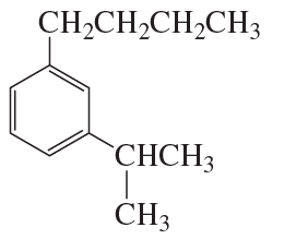 Chemical structure of an aromatic compound with a side chain, showing alkyl groups attached to a benzene ring.