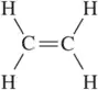 Lewis structure of a carbon-carbon double bond with hydrogen atoms, illustrating sp² hybridization.