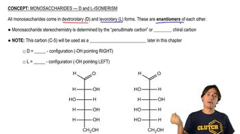 Monosaccharides - D and L Isomerism