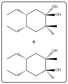Final diol products from the reaction of epoxide with H2SO4 and H2O.