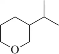 Chemical structure of a cyclic compound with an oxygen atom, illustrating stereocenters for isomer analysis.