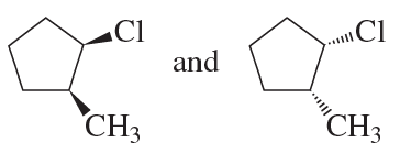 Two chemical structures are shown, labeled as "and," illustrating a comparison of isomers with chlorine and methyl groups.