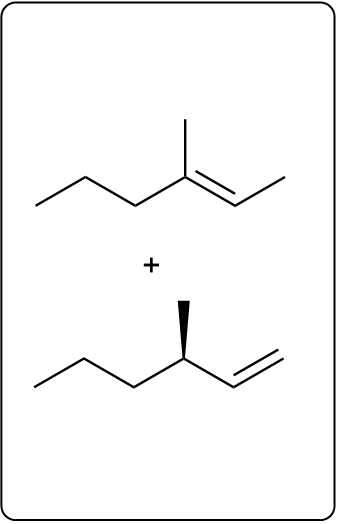 Flowchart depicting E2 product formation from (2R,3R)-2-bromo-3-methylhexane and CH3O−.