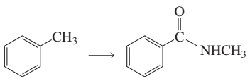 Chemical reaction showing the conversion of toluene to an acyl derivative with an amine substituent.