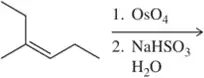 Chemical reaction scheme showing dihydroxylation with reagents OsO4 and NaHSO3 in water.