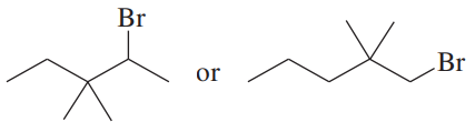 Two chemical structures with bromine atoms, labeled "or," illustrating a comparison for SN2 reaction rates.