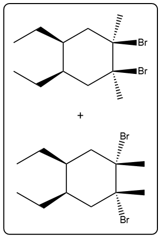 Illustration of reaction products with Br2, featuring two brominated compounds.