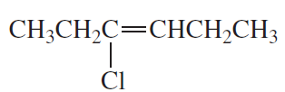 Chemical structure of a compound with a double bond and a chlorine substituent, labeled with its molecular formula.