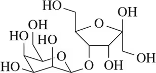 Structural representation of disaccharides showing sugar linkages and hydroxyl groups.