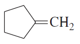 Cyclohexene structure with a double bond and a CH2 group attached, illustrating a compound for ozonolysis reactions.