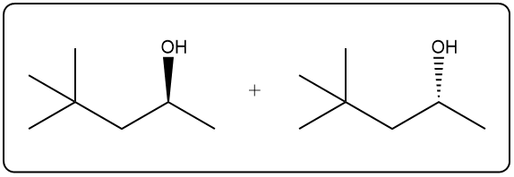 Products of acid-catalyzed hydration showing two stereoisomers with hydroxyl groups.