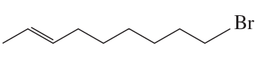 Structural formula of an alkane with a bromine atom, illustrating cis and trans isomerism.