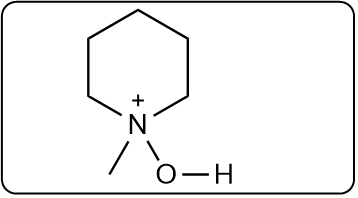 Chemical structure of a cyclic amine with a positively charged nitrogen and an -OH group.