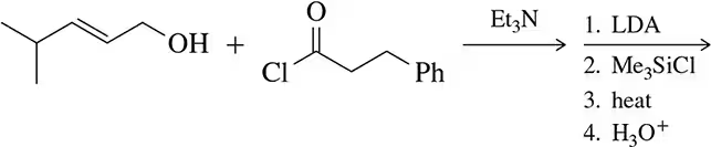 Chemical reaction diagram showing reactants and steps for predicting product formation.