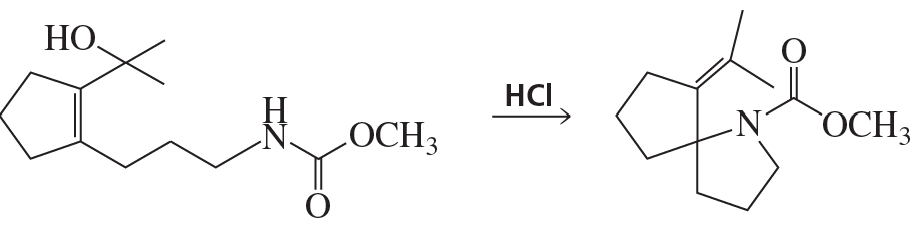 Chemical reaction diagram illustrating the formation of a lactam from a carboxylic acid derivative using HCl.