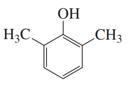 Benzene ring structure with hydroxyl (OH) and two methyl (H3C) groups attached.
