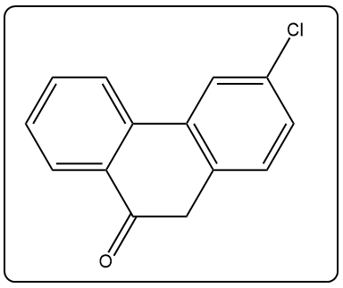 Biphenyl structure with a chlorine atom indicating a monochlorination reaction.